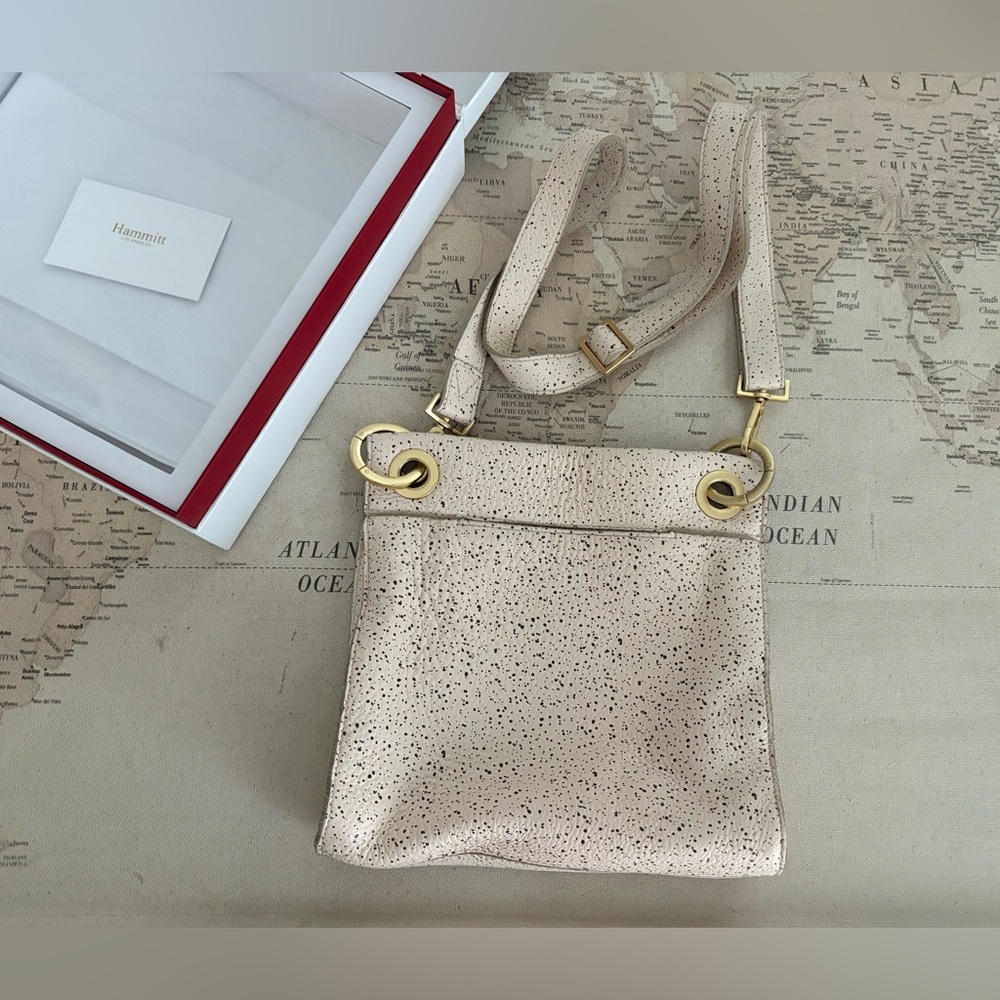 Hammitt Speckled Cream Leather Crossbody with Gold Hardware - Picture 5 of 16